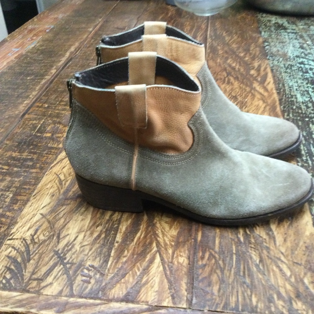 Steve Madden Midnite Cowboy Tan & Taupe Leather Women Ankle Boots Size 8 - Picture 5 of 11